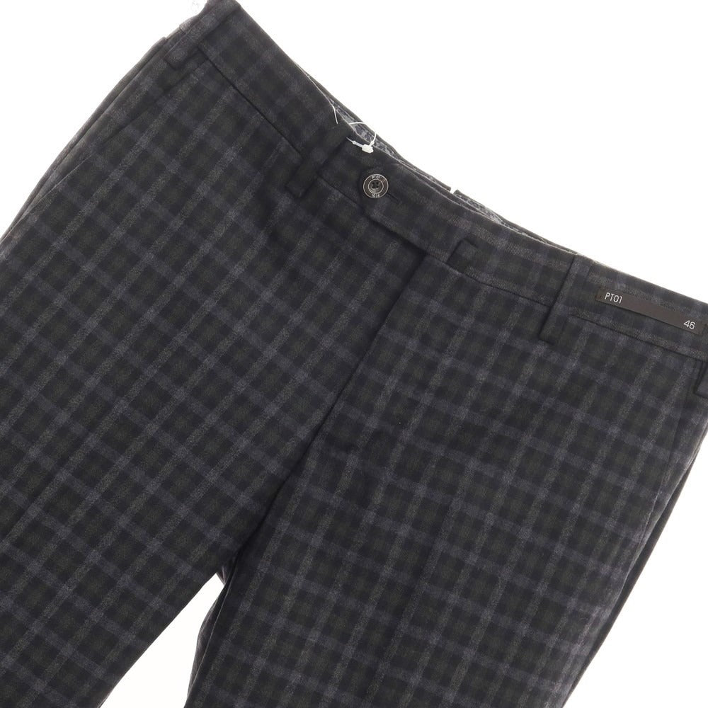 [Used] PT01 SOUL stretch wool check slacks, gray x olive [size 46] [GRY] [A/W] [Condition rank A] [Men&