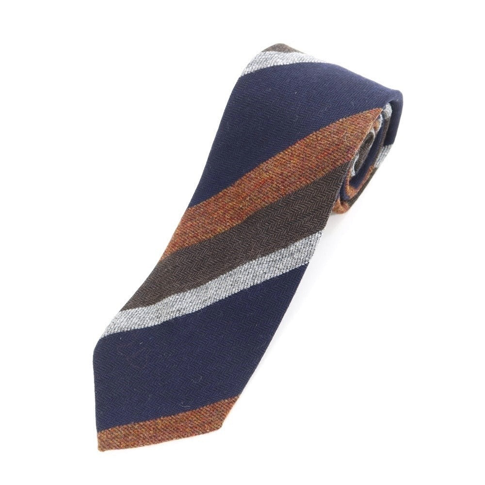 【新品】ステファノ ビジ stefano bigi ストライプ柄ネクタイ
 ネイビーxブラウン【サイズ－】【NVY】【A/W】【状態ランクN】【メンズ】
【769381】