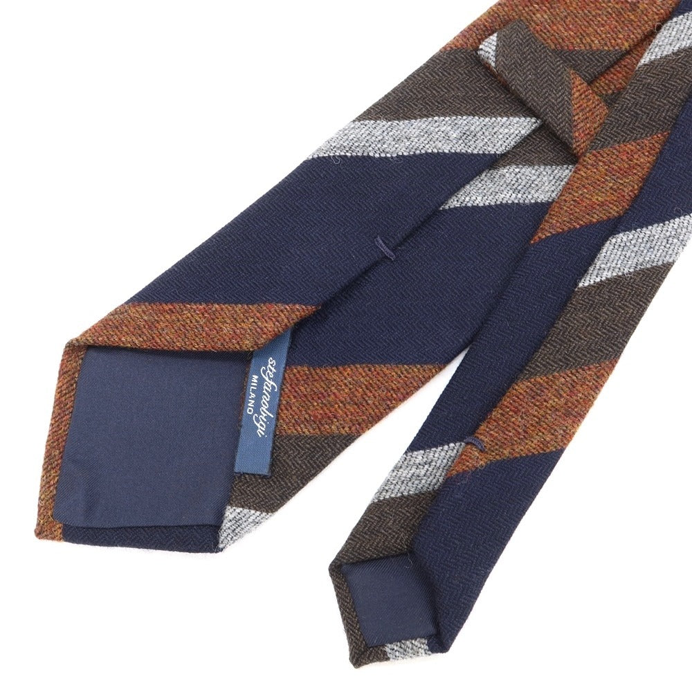 【新品】ステファノ ビジ stefano bigi ストライプ柄ネクタイ
 ネイビーxブラウン【サイズ－】【NVY】【A/W】【状態ランクN】【メンズ】
【769381】