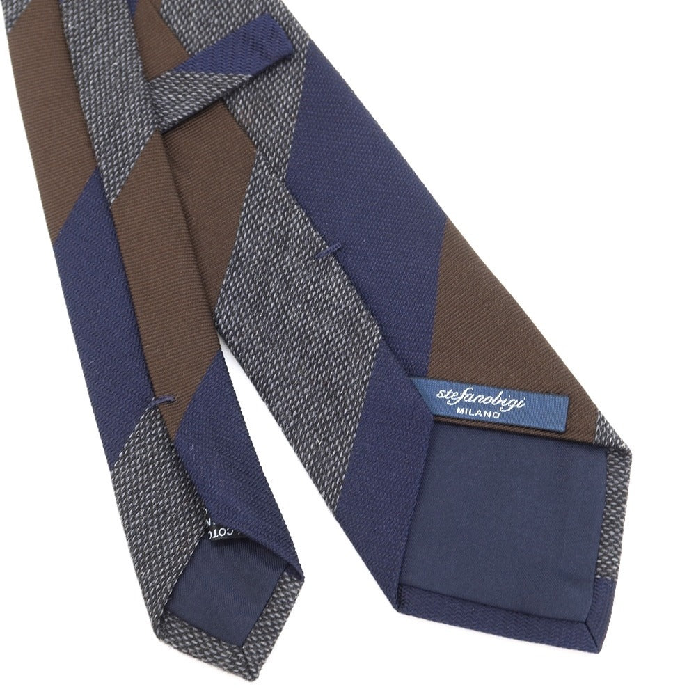[New] Stefano Bigi Striped Tie
 Navy x Brown [Size -] [NVY] [A/W] [Condition Rank N] [Men&