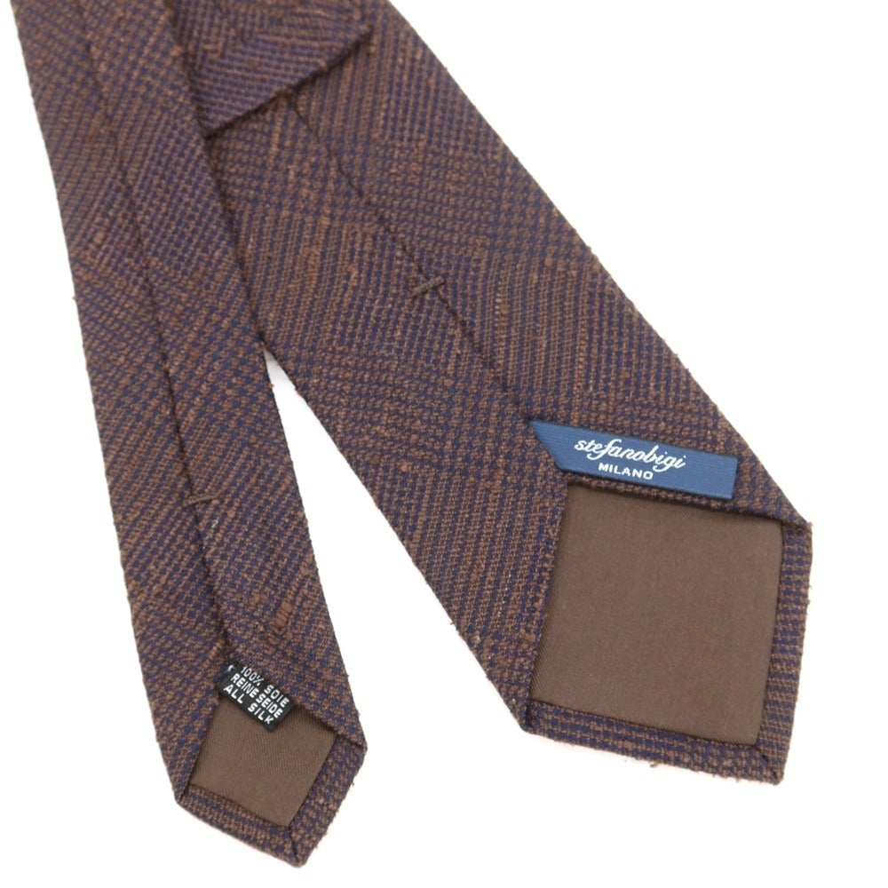 【新品】ステファノ ビジ stefano bigi チェック柄ネクタイ
 ブラウンxネイビー【サイズ－】【BRW】【S/S/A/W】【状態ランクN】【メンズ】
【769381】