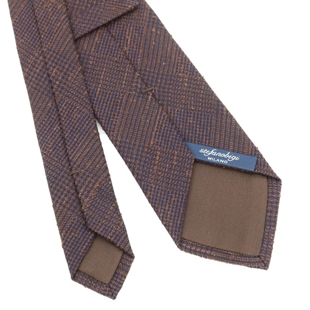 【新品】ステファノ ビジ stefano bigi チェック柄ネクタイ
 ブラウンxネイビー【サイズ－】【BRW】【S/S/A/W】【状態ランクN】【メンズ】
【769381】