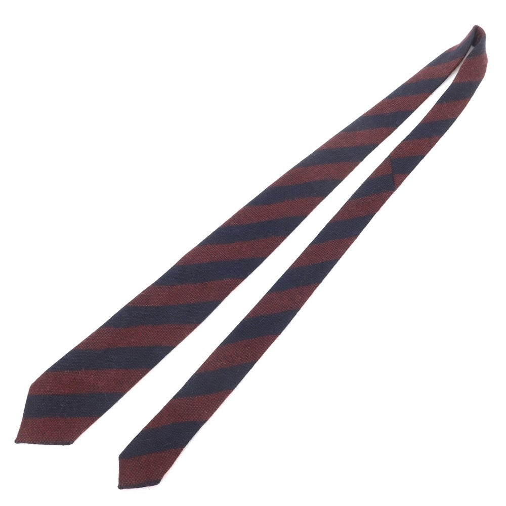 [New] Nicky Striped 3-fold Wool Mohair Nylon Tie Navy x Bordeaux [NVY] [A/W] [Condition Rank N] [Men&