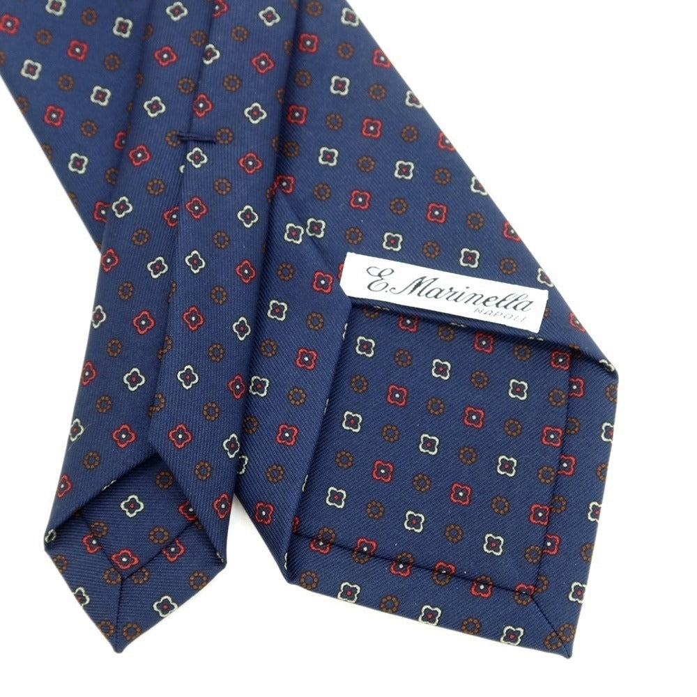 【中古】マリネッラ E.MARINELLA 小紋柄ネクタイ
 ネイビーxレッド【サイズ－】【NVY】【S/S/A/W】【状態ランクB】【メンズ】
【769376】