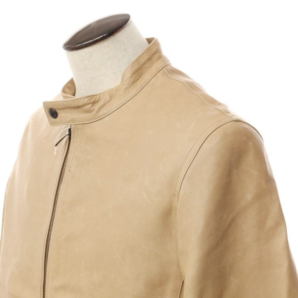 【中古】エンメティ EMMETI JURI カーフスキン レザー シングル ライダースジャケット ベージュ【サイズ52】【BEI】【A/W】【状態ランクB】【メンズ】【768975】