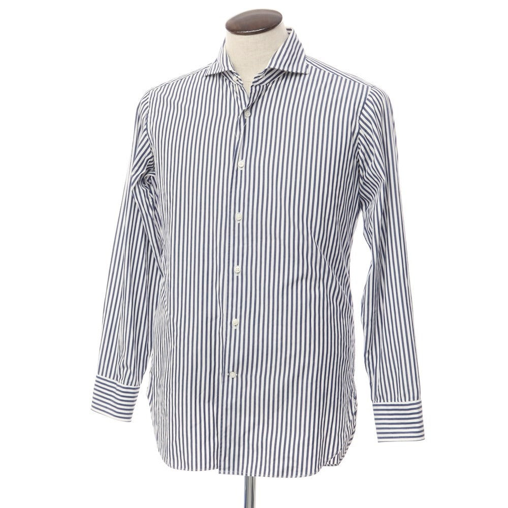 [Used] FAIRFAX Cotton Striped Horizontal Collar Dress Shirt White x Navy [Size 42] [WHT] [S/S/A/W] [Condition Rank C] [Men&