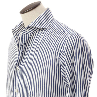 [Used] FAIRFAX Cotton Striped Horizontal Collar Dress Shirt White x Navy [Size 42] [WHT] [S/S/A/W] [Condition Rank C] [Men&