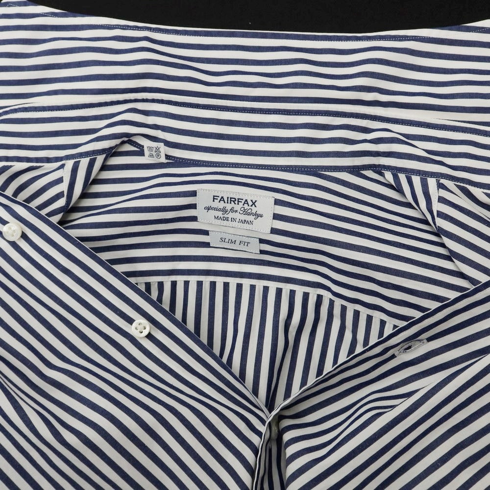 [Used] FAIRFAX Cotton Striped Horizontal Collar Dress Shirt White x Navy [Size 42] [WHT] [S/S/A/W] [Condition Rank C] [Men&