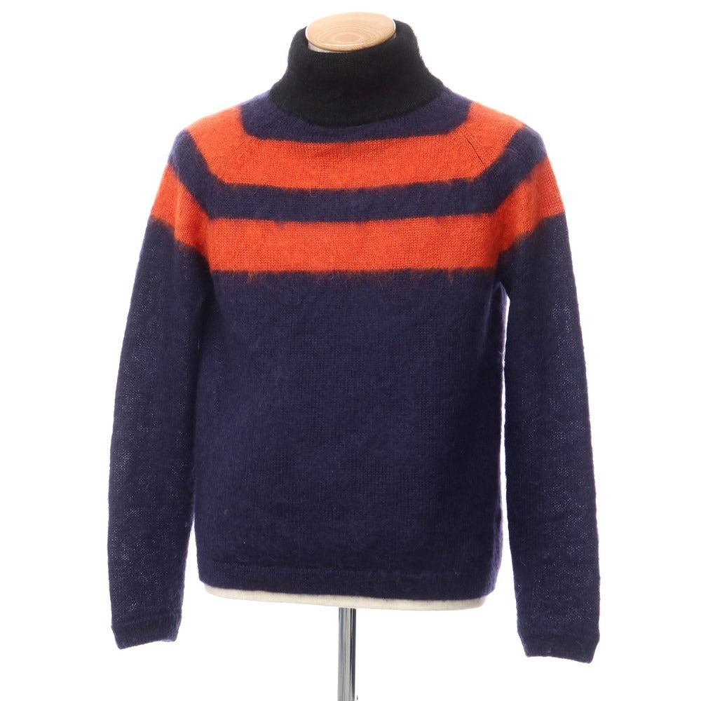 【中古】サスクワァッチファブリックス SASQUATCHfabrix. モヘヤ シルク ハイネック プルオーバーニット ネイビーxレッド【サイズS】【NVY】【A/W】【状態ランクB】【メンズ】【769081】