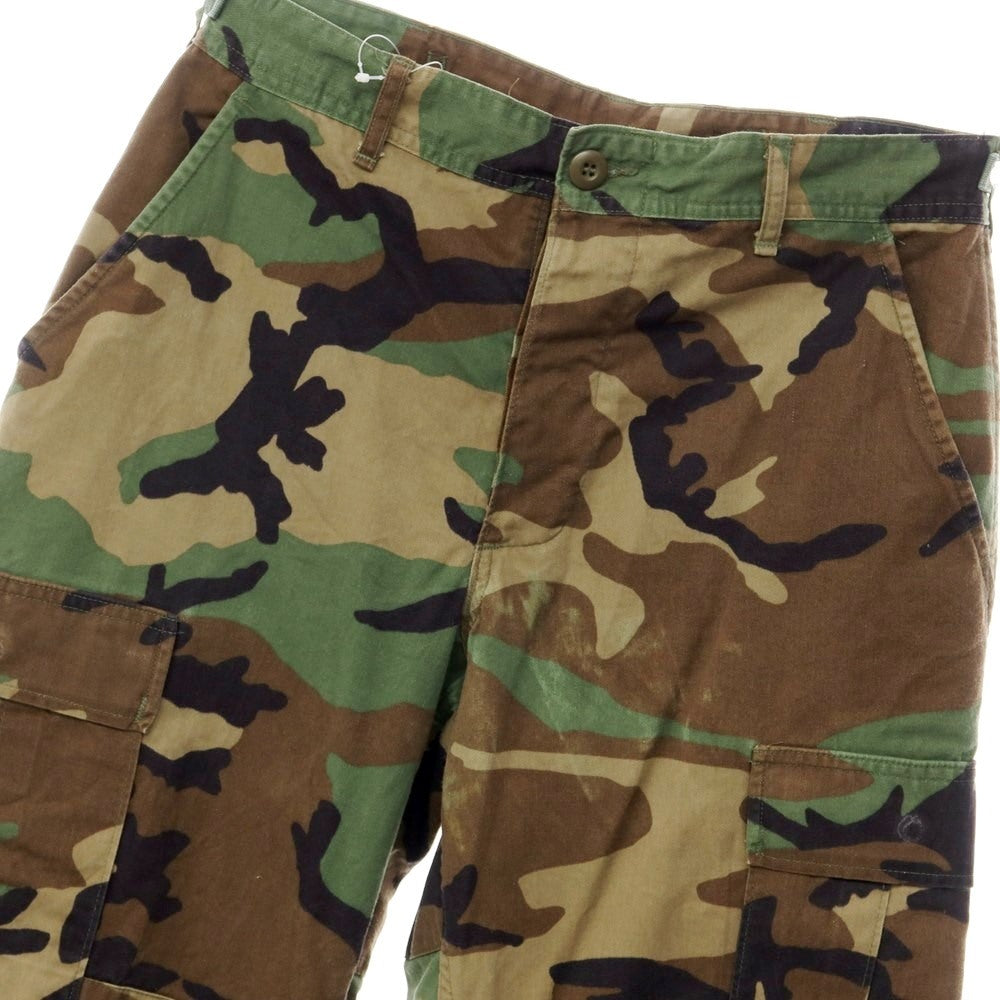 【中古】ミリタリー MILITARY コットンナイロン ウッドランドカモフラージュ柄 カーゴパンツ オリーブxブラウン【サイズ31】【GRN】【S/S】【状態ランクC】【メンズ】【769388】