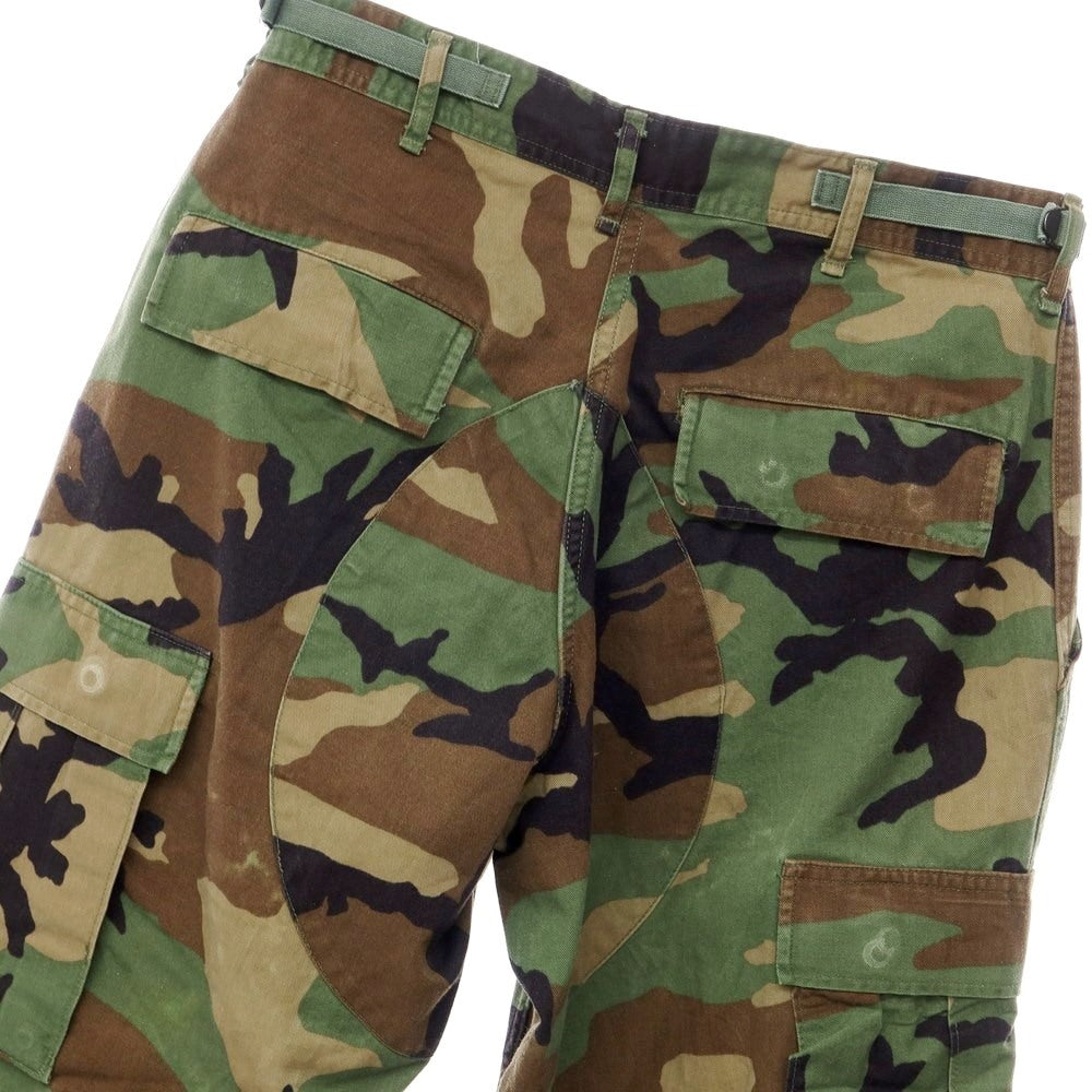 【中古】ミリタリー MILITARY コットンナイロン ウッドランドカモフラージュ柄 カーゴパンツ オリーブxブラウン【サイズ31】【GRN】【S/S】【状態ランクC】【メンズ】【769388】