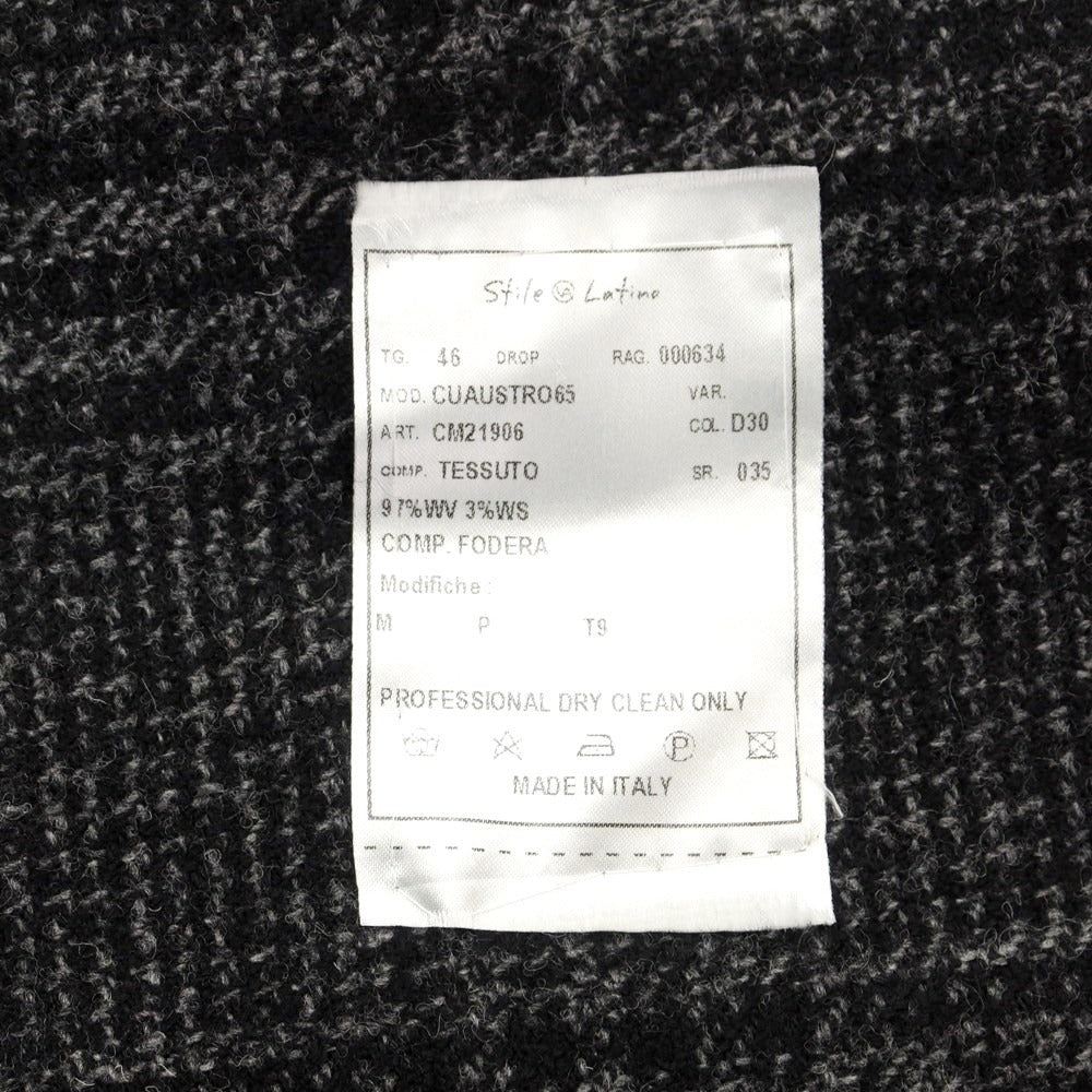 [Used] STILE LATINO Wool Cashmere Check Double Breasted Coat Gray x Black [Size 46] [GRY] [A/W] [Condition Rank B] ​​[Men&