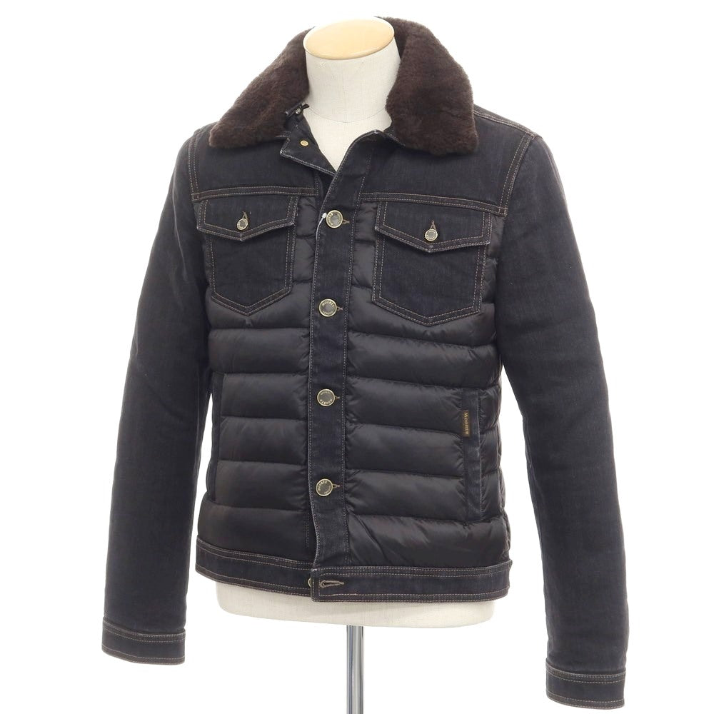 【中古】ムーレー MOORER MONDOR-FUR デニム ポリエステル ダウンジャケット ブラック【サイズ44】【BLK】【A/W】【状態ランクB】【メンズ】【768975】