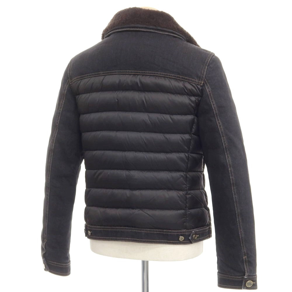 【中古】ムーレー MOORER MONDOR-FUR デニム ポリエステル ダウンジャケット ブラック【サイズ44】【BLK】【A/W】【状態ランクB】【メンズ】【768975】