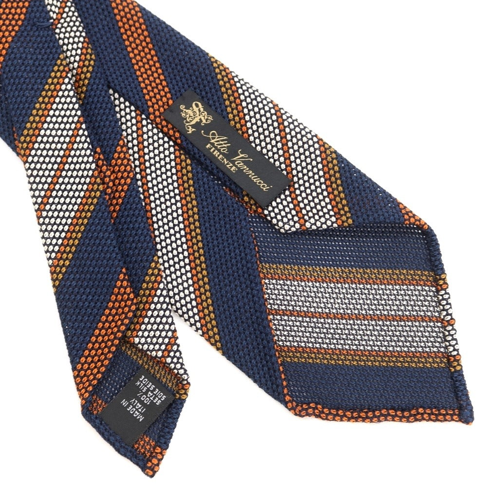 [Used] Atto Vannucci Striped Fresco Sette Pieghe Tie Navy x Orange [Size -] [NVY] [S/S] [Condition Rank B] ​​[Men&