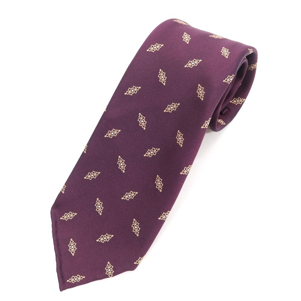 [Used] Atto Vannucci Small Pattern Tie
 Dark purple x beige [Size -] [PUP] [S/S/A/W] [Condition Rank B] ​​[Men&