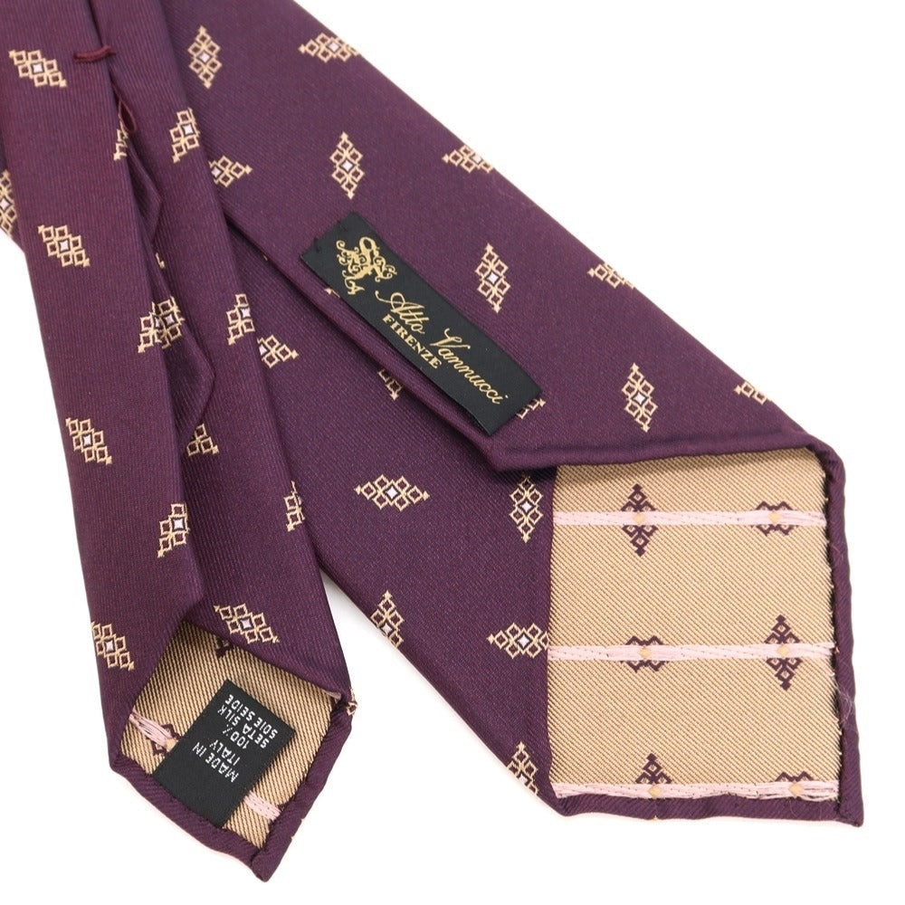 [Used] Atto Vannucci Small Pattern Tie
 Dark purple x beige [Size -] [PUP] [S/S/A/W] [Condition Rank B] ​​[Men&