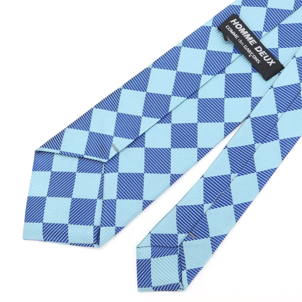 [Used] COMME des GARCONS HOMME DEUX Checkered Necktie
 Navy Blue x Aqua Blue [BLU] [S/S/A/W] [Condition Rank A] [Men&