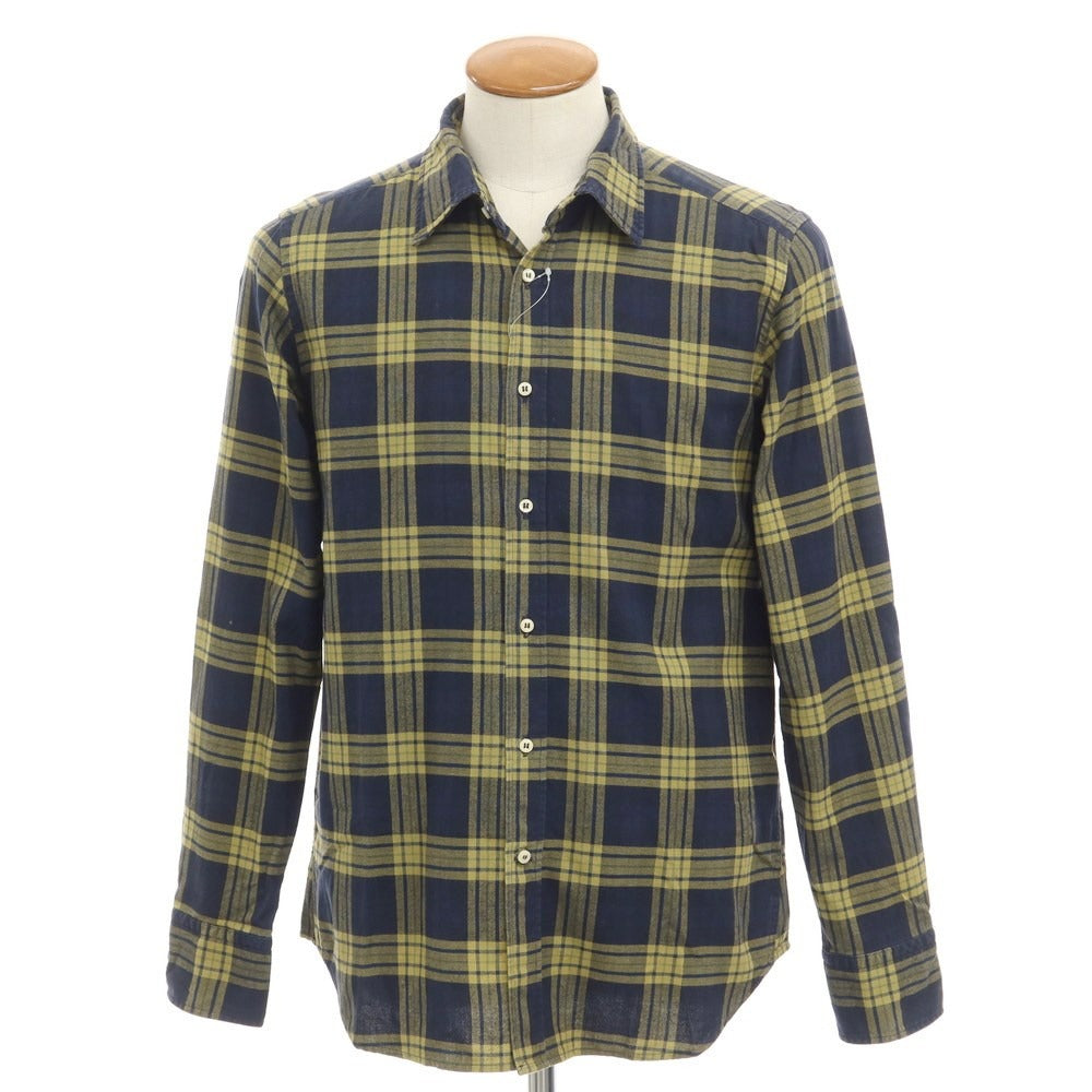 [Used] BEVILACQUA casual shirt
 Navy x light yellow ochre [Size M] [NVY] [S/S/A/W] [Condition Rank B] ​​[Men&