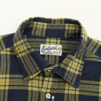 [Used] BEVILACQUA casual shirt
 Navy x light yellow ochre [Size M] [NVY] [S/S/A/W] [Condition Rank B] ​​[Men&