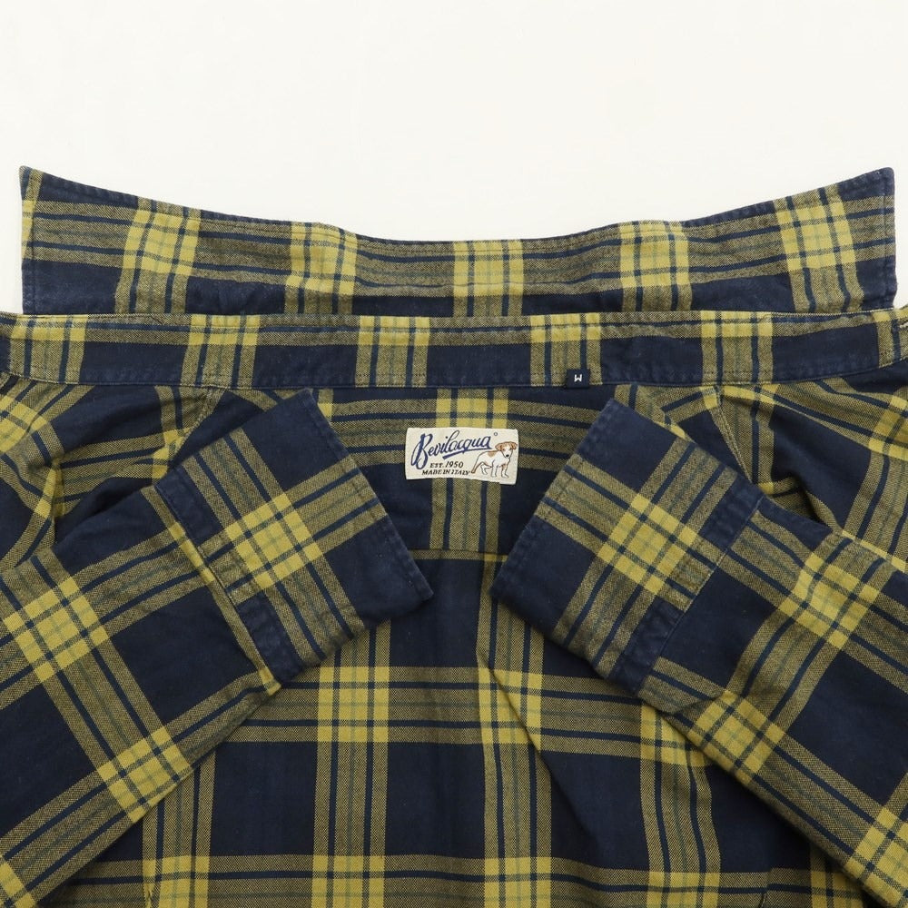 [Used] BEVILACQUA casual shirt
 Navy x light yellow ochre [Size M] [NVY] [S/S/A/W] [Condition Rank B] ​​[Men&