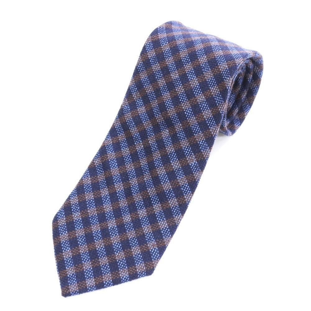 [Used] Marinella E.MARINELLA Check 3-fold cashmere tie Navy x brown [NVY] [A/W] [Condition rank B] ​​[Men&
