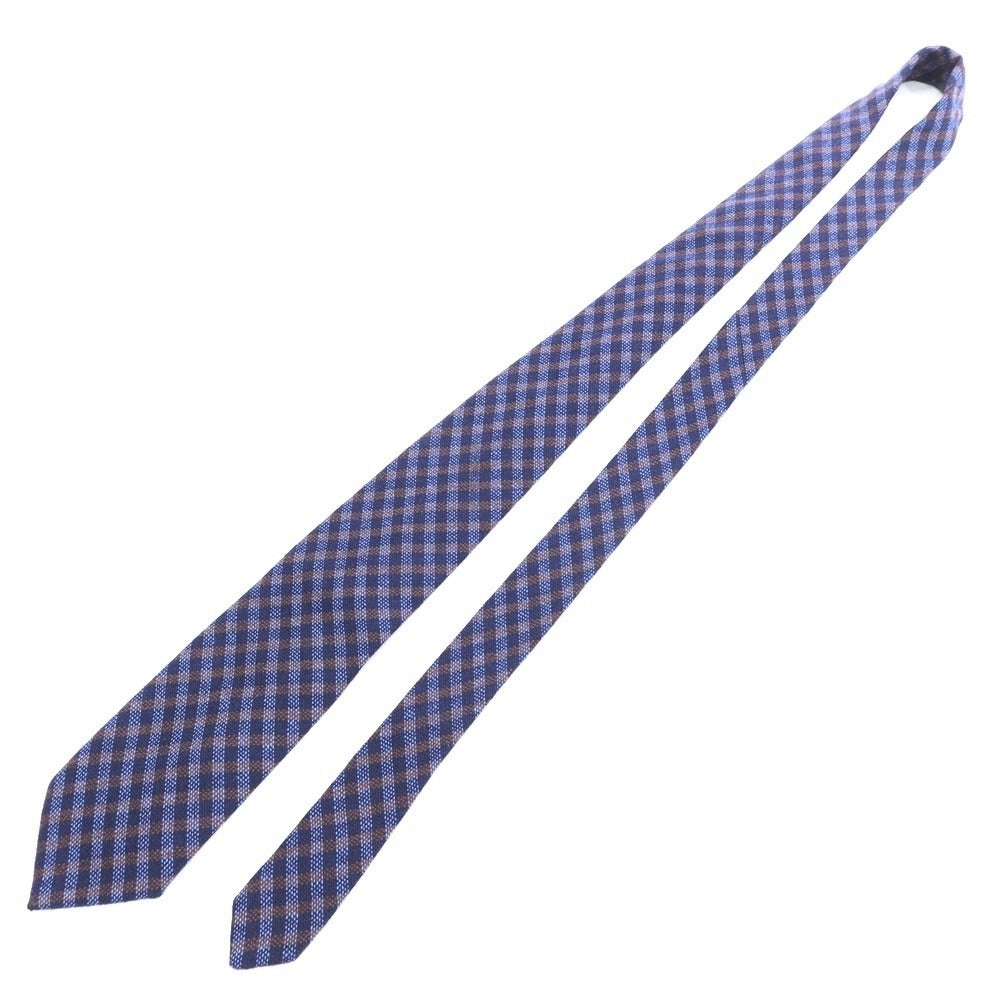 [Used] Marinella E.MARINELLA Check 3-fold cashmere tie Navy x brown [NVY] [A/W] [Condition rank B] ​​[Men&