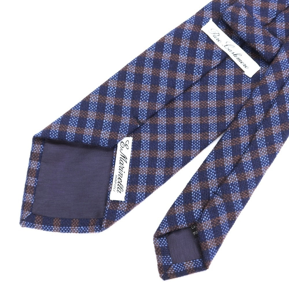 [Used] Marinella E.MARINELLA Check 3-fold cashmere tie Navy x brown [NVY] [A/W] [Condition rank B] ​​[Men&