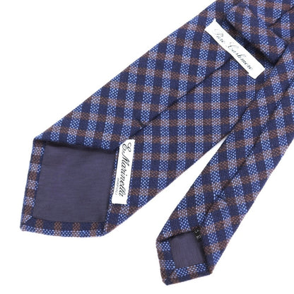 [Used] Marinella E.MARINELLA Check 3-fold cashmere tie Navy x brown [NVY] [A/W] [Condition rank B] ​​[Men&