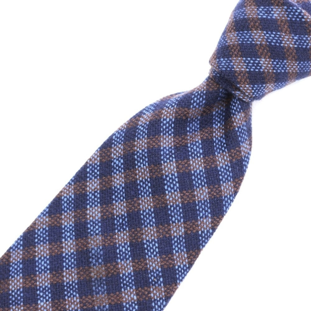 [Used] Marinella E.MARINELLA Check 3-fold cashmere tie Navy x brown [NVY] [A/W] [Condition rank B] ​​[Men&