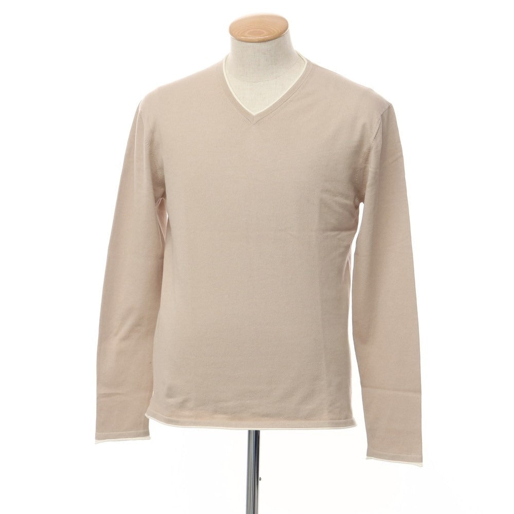 [Used] International Gallery BEAMS Cotton Nylon V-neck Knit Beige x White [Size M] [BEI] [S/S] [Condition Rank C] [Men&