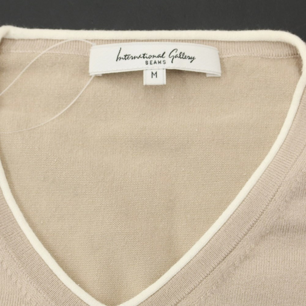 [Used] International Gallery BEAMS Cotton Nylon V-neck Knit Beige x White [Size M] [BEI] [S/S] [Condition Rank C] [Men&