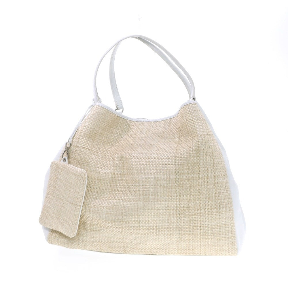 [Used] GALLERIANT Straw Leather Tote Bag White x Beige [W43xH36xD15.5] [WHT] [S/S/A/W] [Condition Rank B] ​​[Men&