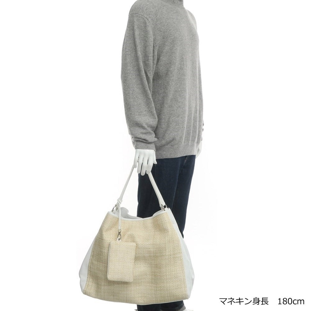 [Used] GALLERIANT Straw Leather Tote Bag White x Beige [W43xH36xD15.5] [WHT] [S/S/A/W] [Condition Rank B] ​​[Men&