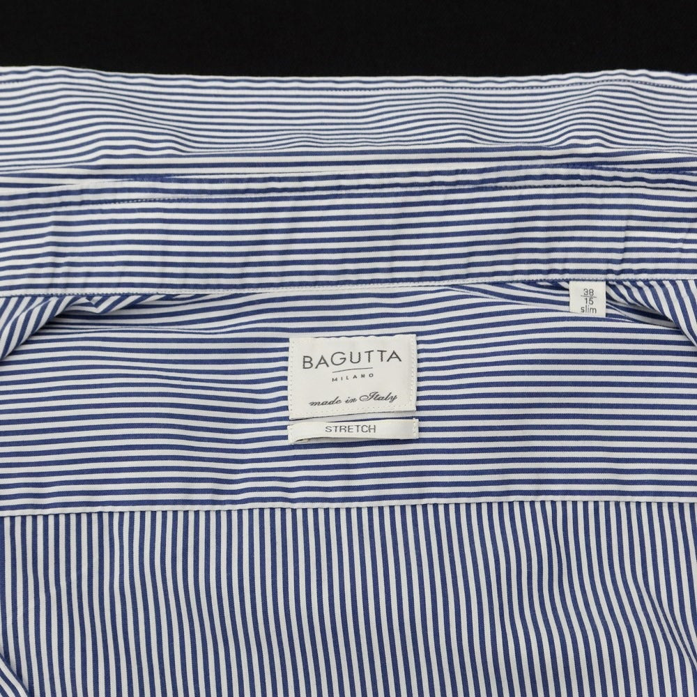 【中古】バグッタ Bagutta ドレスシャツ
 ホワイトxネイビー【サイズ38】【NVY】【S/S/A/W】【状態ランクB】【メンズ】
【769395】 BPD