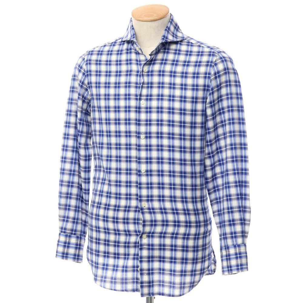 [Used] GUY ROVER Cotton Check Horizontal Collar Casual Shirt White x Blue [Size XS] [BLU] [S/S/A/W] [Condition Rank B] ​​[Men&