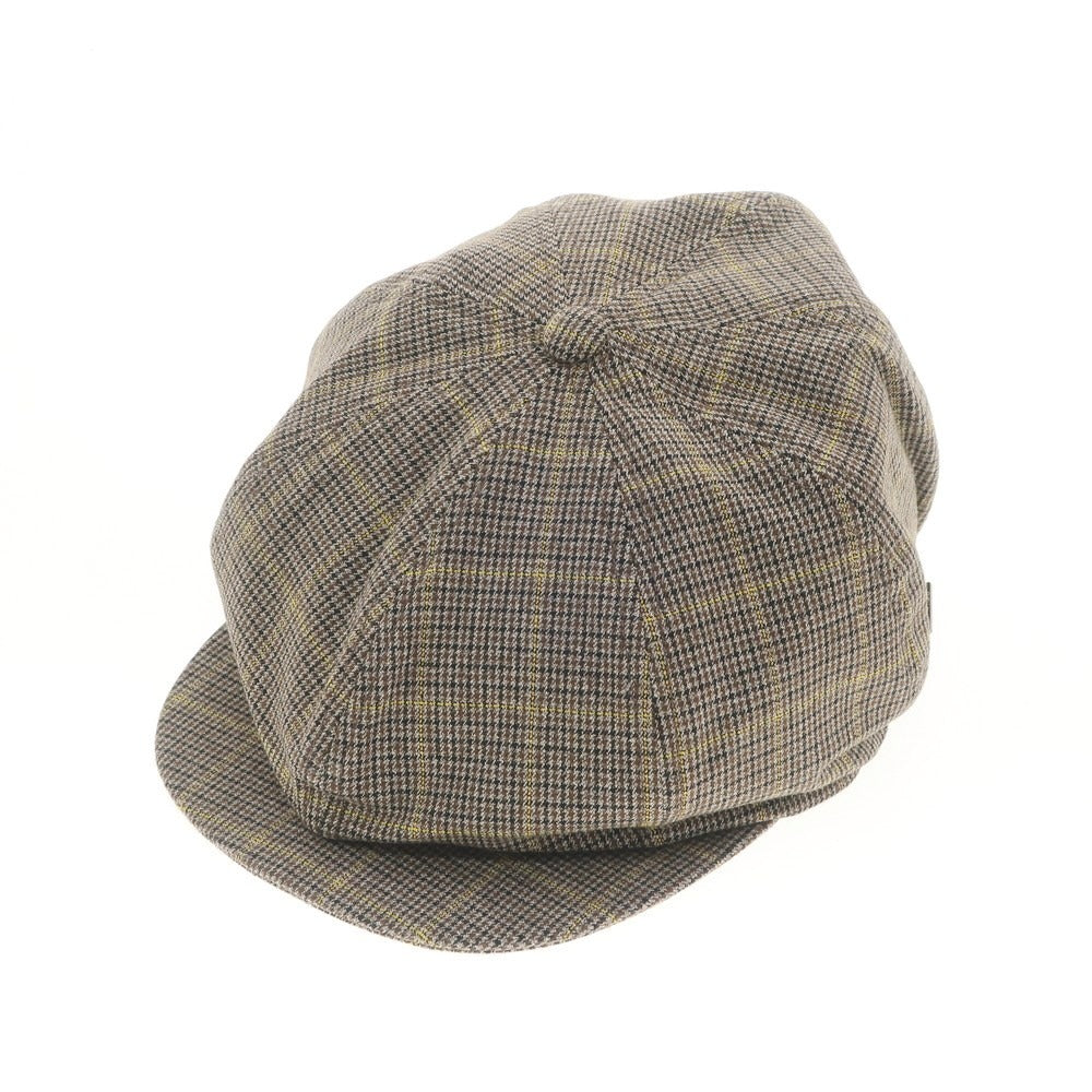 [Used] MANIERA polyester rayon check newsboy cap hat brown x yellow [BRW] [S/S/A/W] [Condition rank B] ​​[Men&