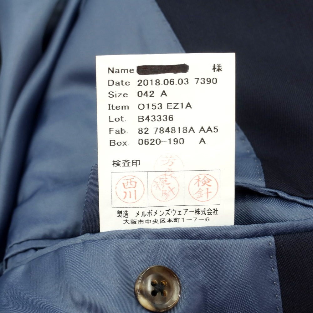 [Used] Azabu tailor wool 2B suit set up navy [size 42/76] [NVY] [S/S/A/W] [Condition rank A] [Men&
