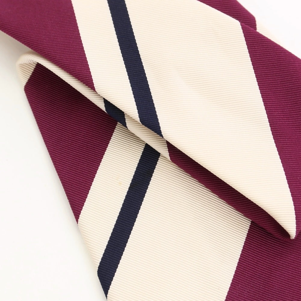 [Used] JOHN COMFORT Striped 3-fold Silk Cotton Mogador Necktie Off-white x Purple [PUP] [S/S/A/W] [Condition Rank B] ​​[Men&