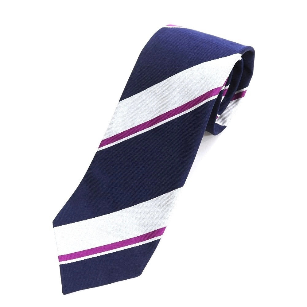 [Used] JOHN COMFORT Striped 3-fold silk tie, navy x purple [NVY] [S/S/A/W] [Condition: C] [Men&