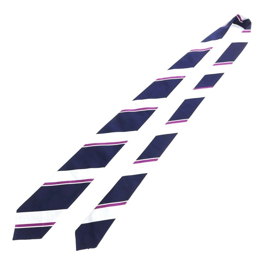 [Used] JOHN COMFORT Striped 3-fold silk tie, navy x purple [NVY] [S/S/A/W] [Condition: C] [Men&