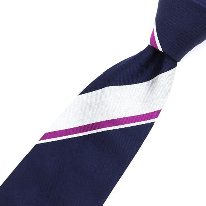 [Used] JOHN COMFORT Striped 3-fold silk tie, navy x purple [NVY] [S/S/A/W] [Condition: C] [Men&
