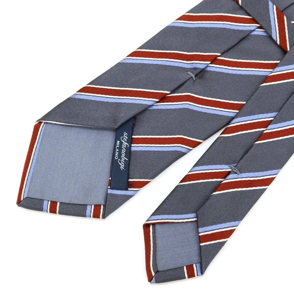 [Used] Stefano Bigi Striped Tri-Fold Silk Tie Grey [GRY] [S/S/A/W] [Condition Rank B] [Men&