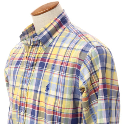 [Used] Ralph Lauren Cotton Check Button-down Casual Shirt Yellow x Navy [Size M] [YEL] [S/S/A/W] [Condition Rank B] ​​[Men&