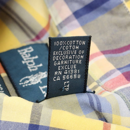 [Used] Ralph Lauren Cotton Check Button-down Casual Shirt Yellow x Navy [Size M] [YEL] [S/S/A/W] [Condition Rank B] ​​[Men&