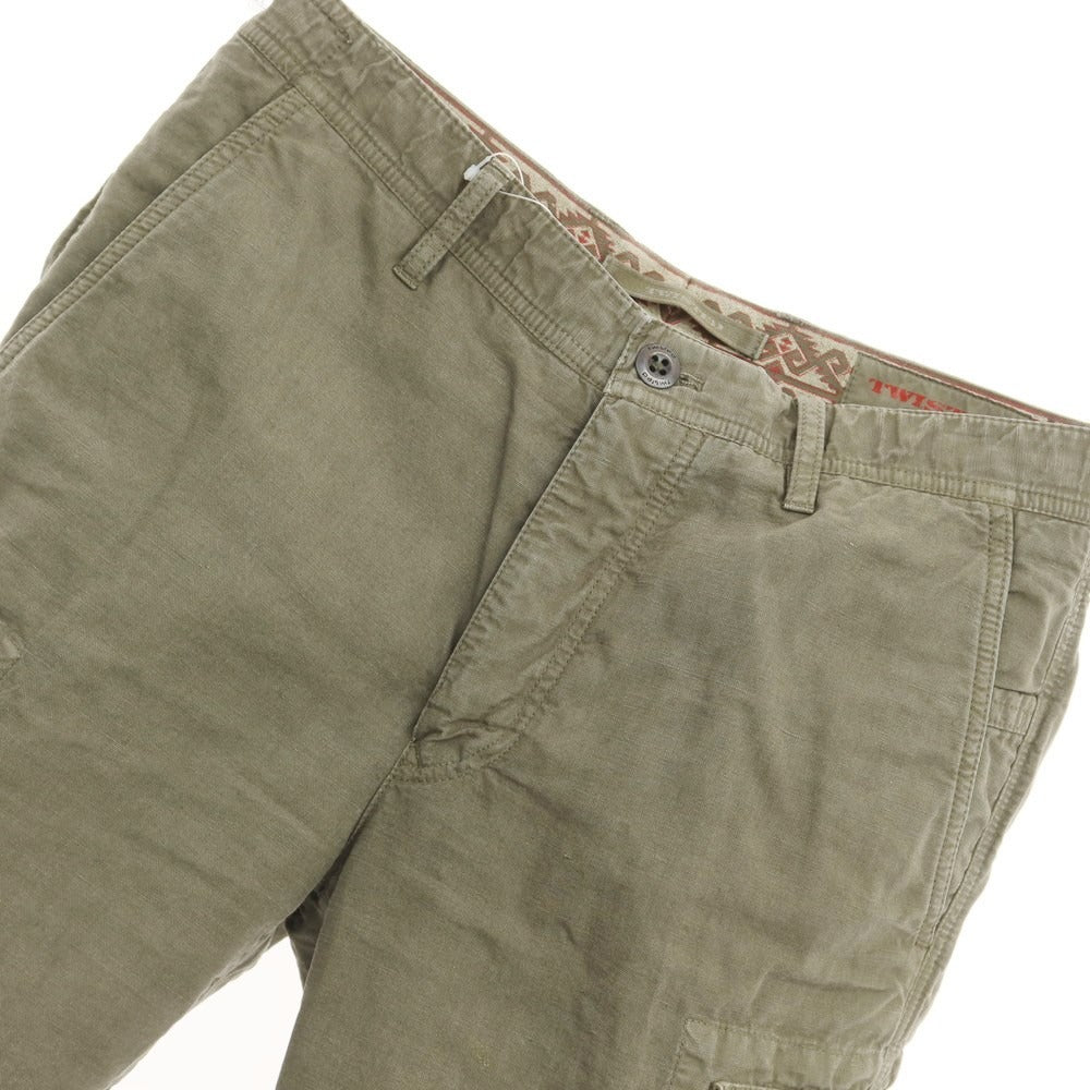 [Used] GTA TWISTED Cotton Linen Cargo Shorts Olive [Size 46] [GRN] [S/S] [Condition Rank C] [Men&