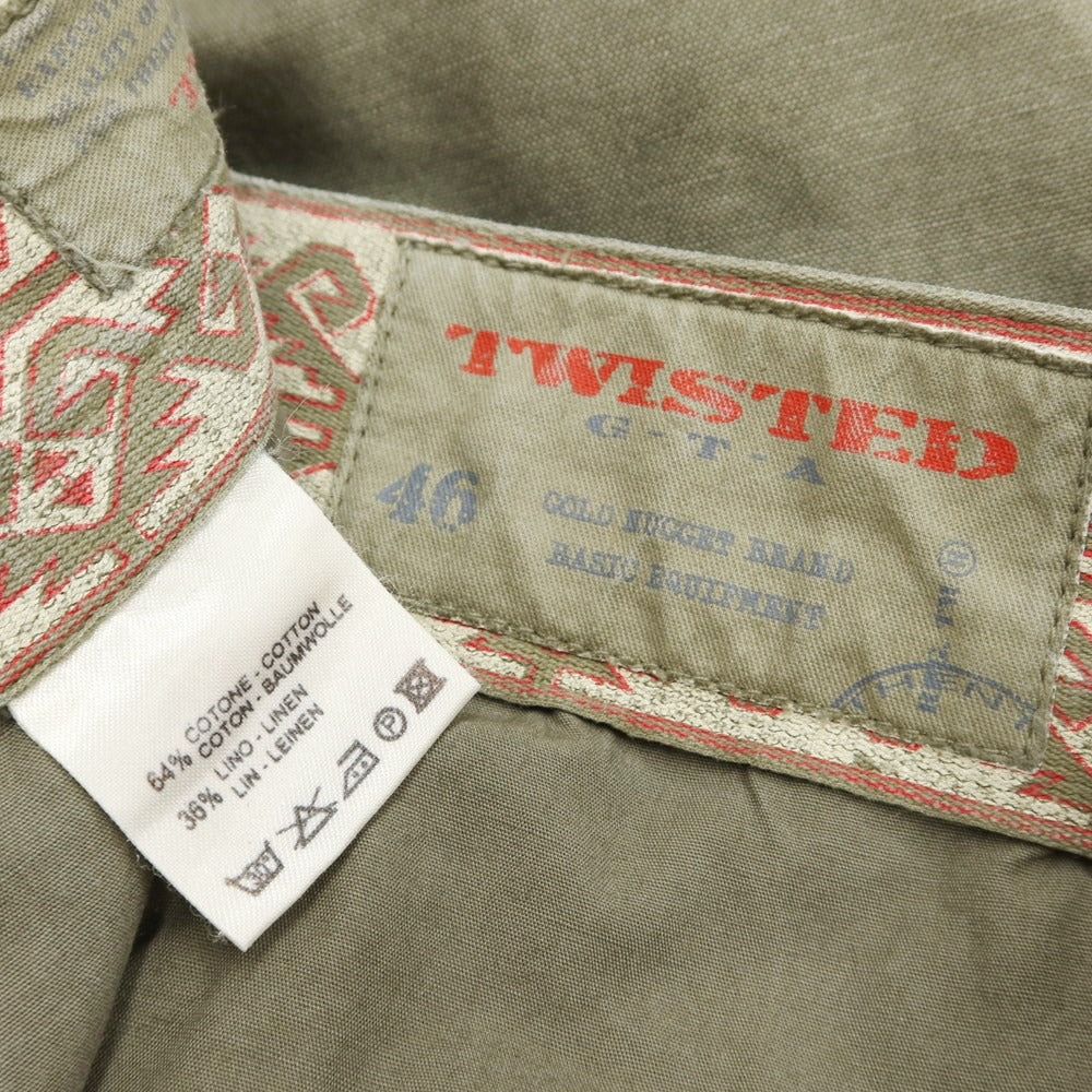 [Used] GTA TWISTED Cotton Linen Cargo Shorts Olive [Size 46] [GRN] [S/S] [Condition Rank C] [Men&