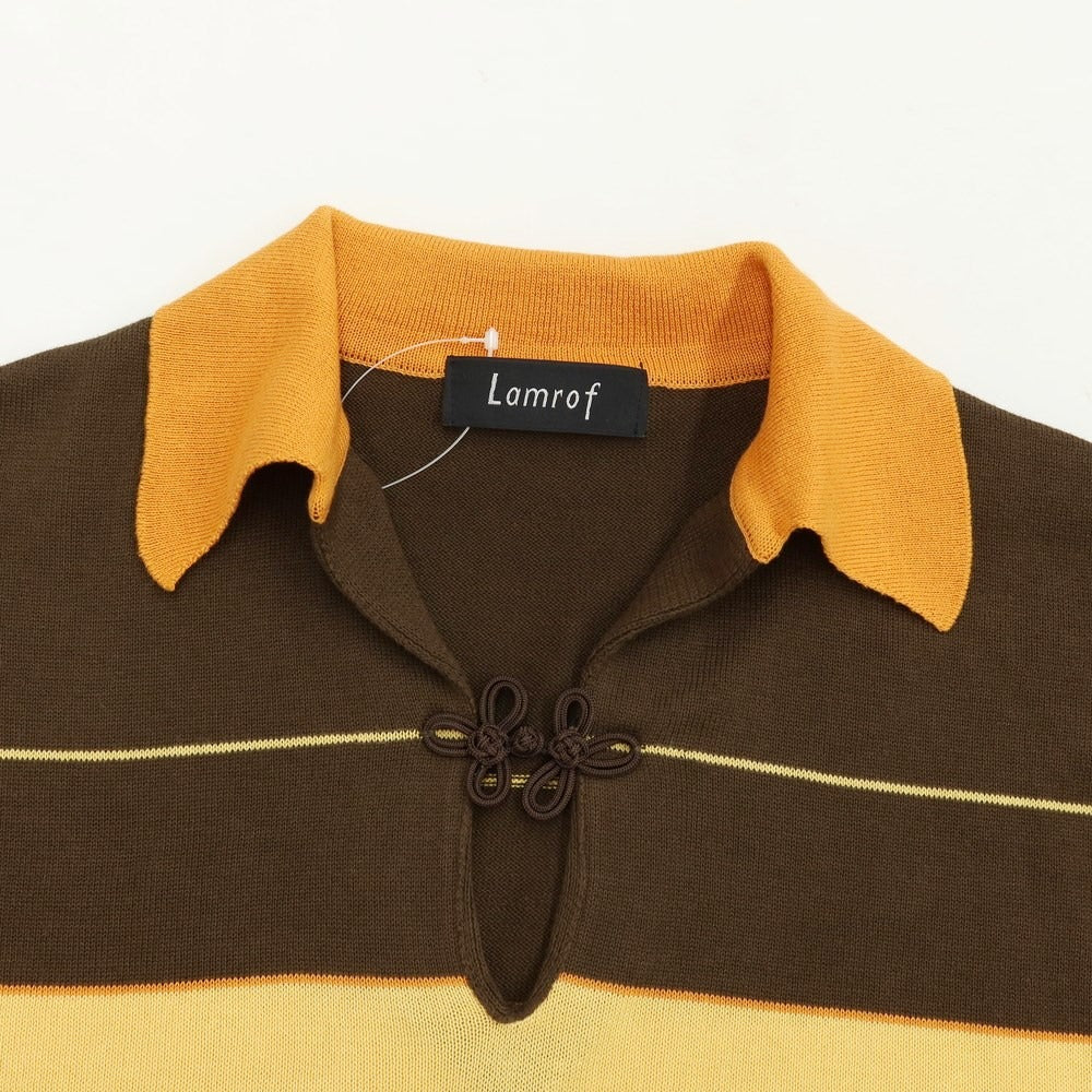 [Used] LAMROF 2023 Spring/Summer Cotton Long Sleeve Striped Polo Knit Brown x Orange [Size F] [BRW] [S/S] [Condition Rank B] ​​[Men&