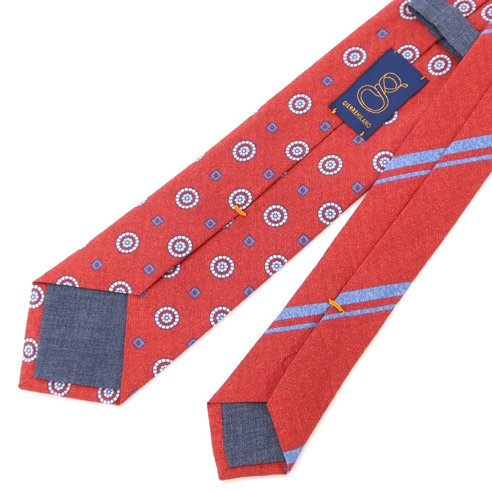 [New Outlet] GIERRE Komon x Stripe 3-Fold Cotton Silk Tie Red [RED] [S/S/A/W] [Condition Rank N-] [Men&