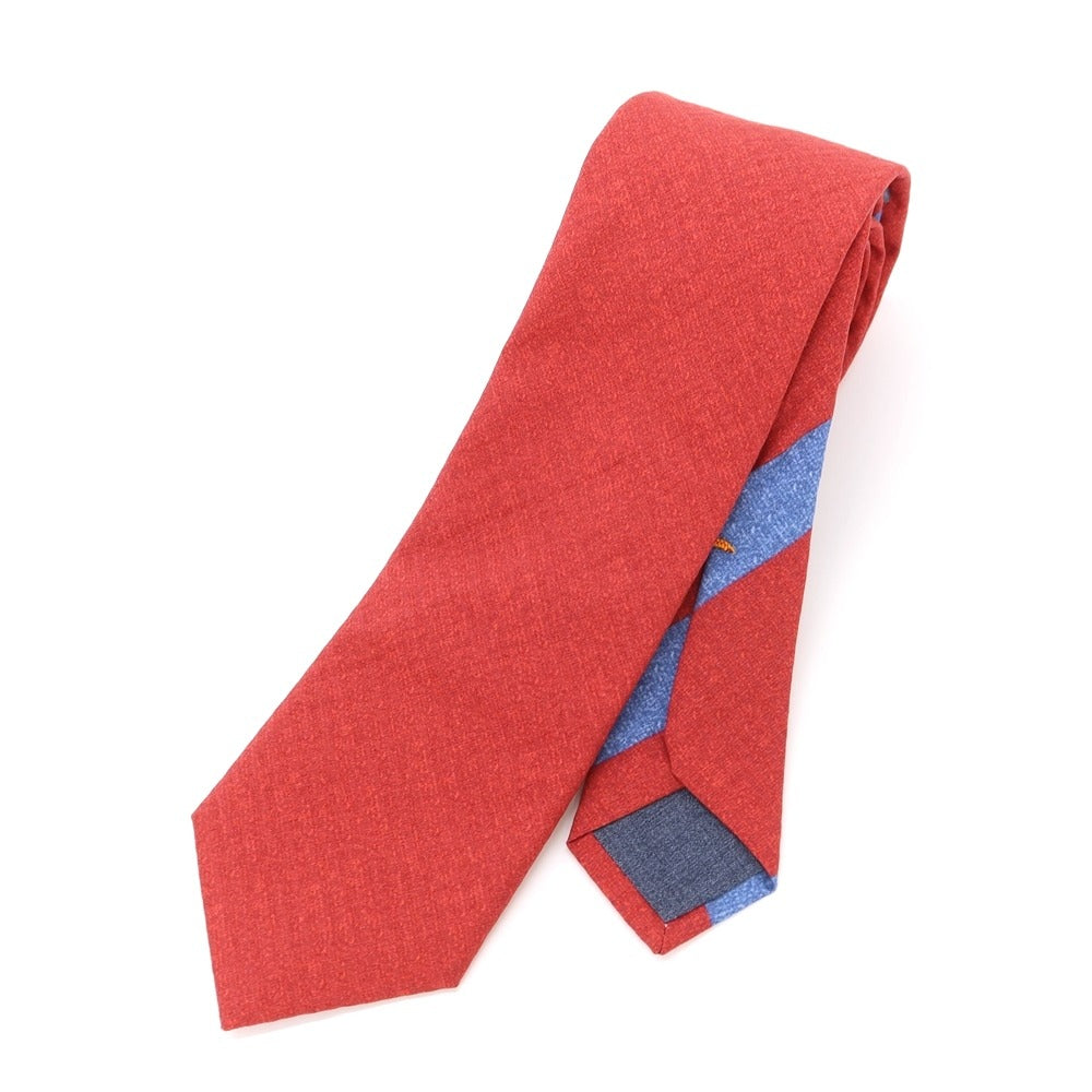 [New] GIERRE Plain x Striped 3-Fold Cotton Silk Tie Red [RED] [S/S/A/W] [Condition Rank N] [Men&